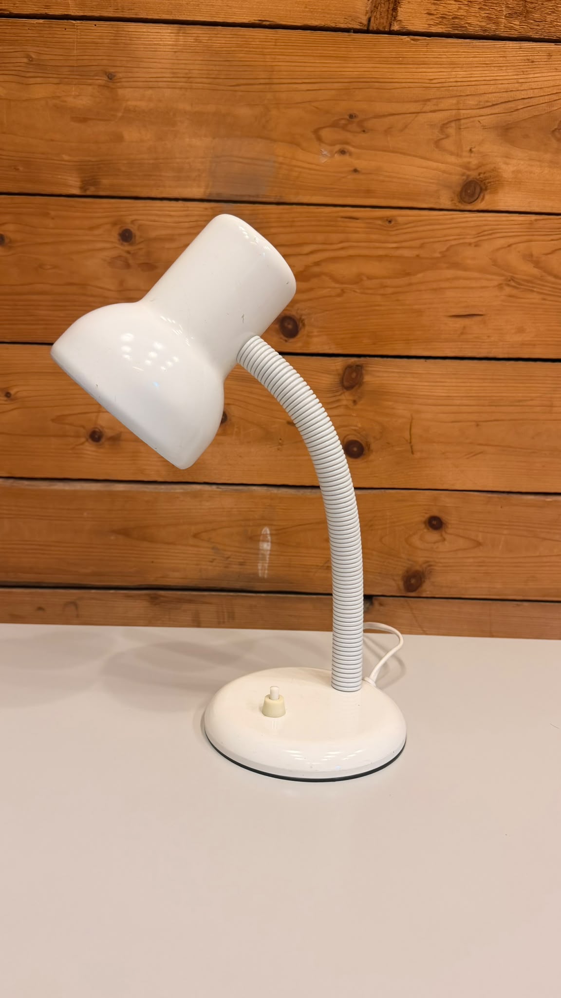 Vintage Retro 80er Schreibtischlampe mit Flexarm in Weiss