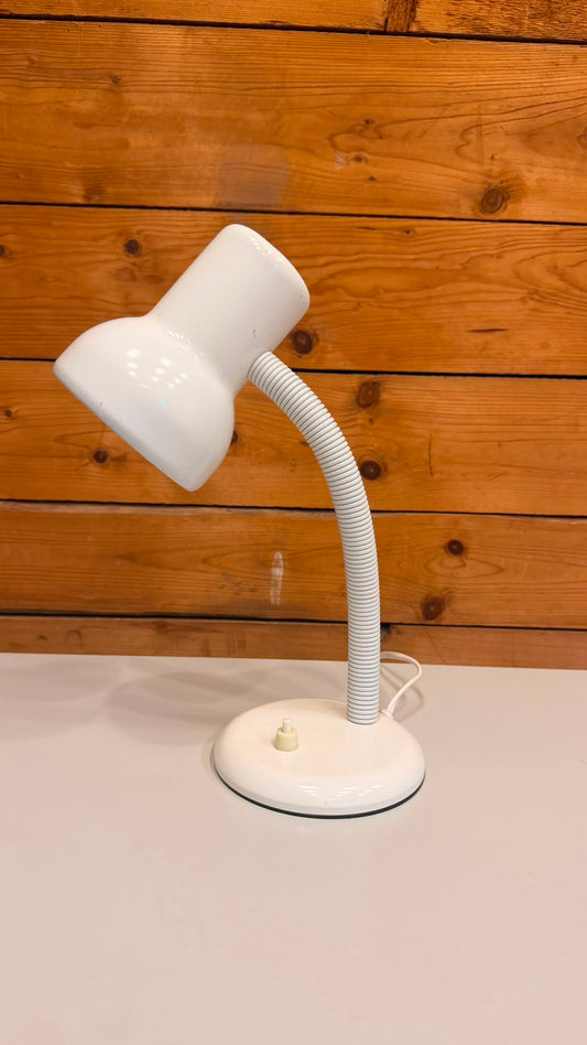 Vintage Retro 80er Schreibtischlampe mit Flexarm in Weiss