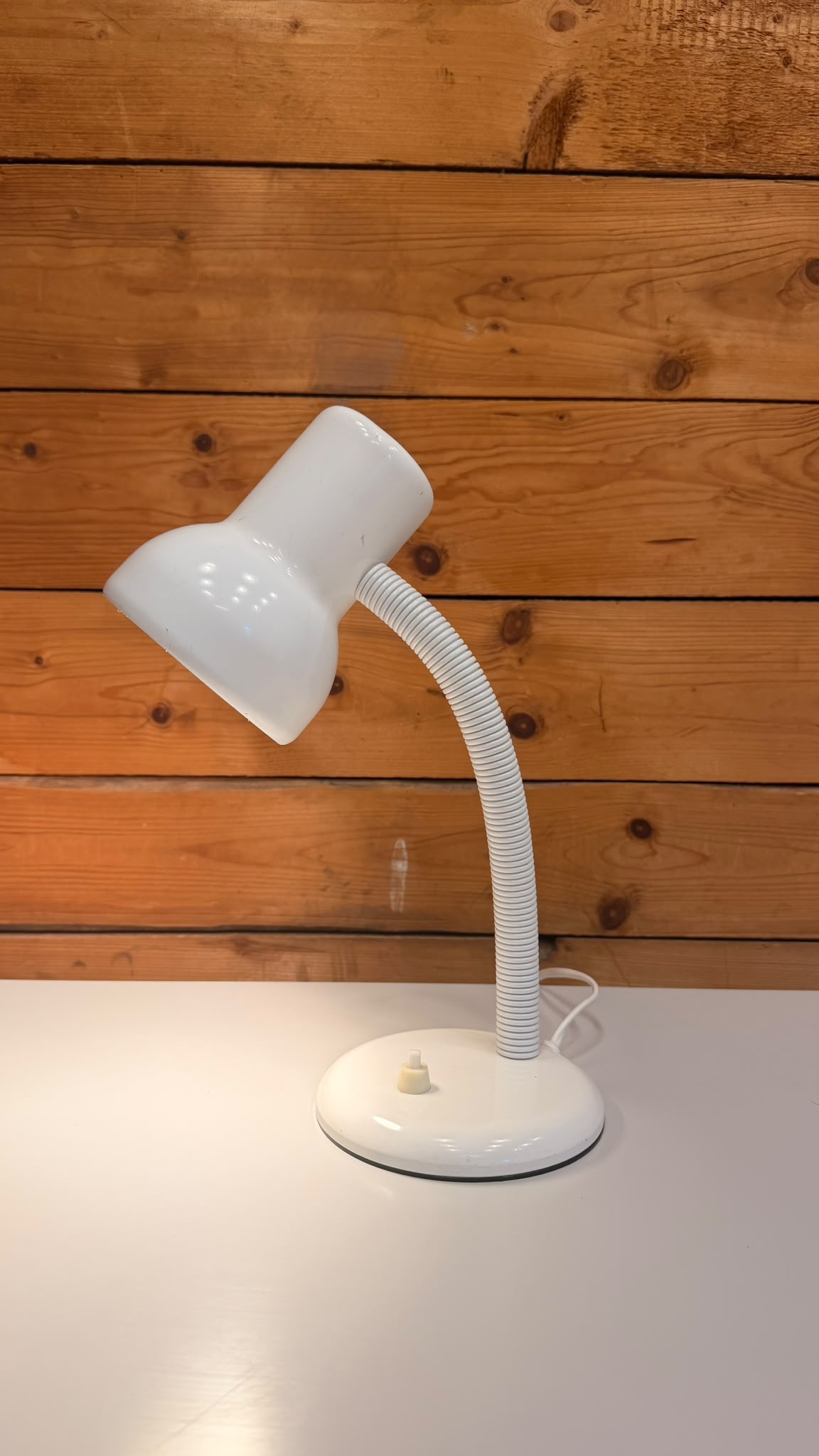 Vintage Retro 80er Schreibtischlampe mit Flexarm in Weiss
