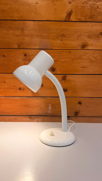 Vintage Retro 80er Schreibtischlampe mit Flexarm in Weiss