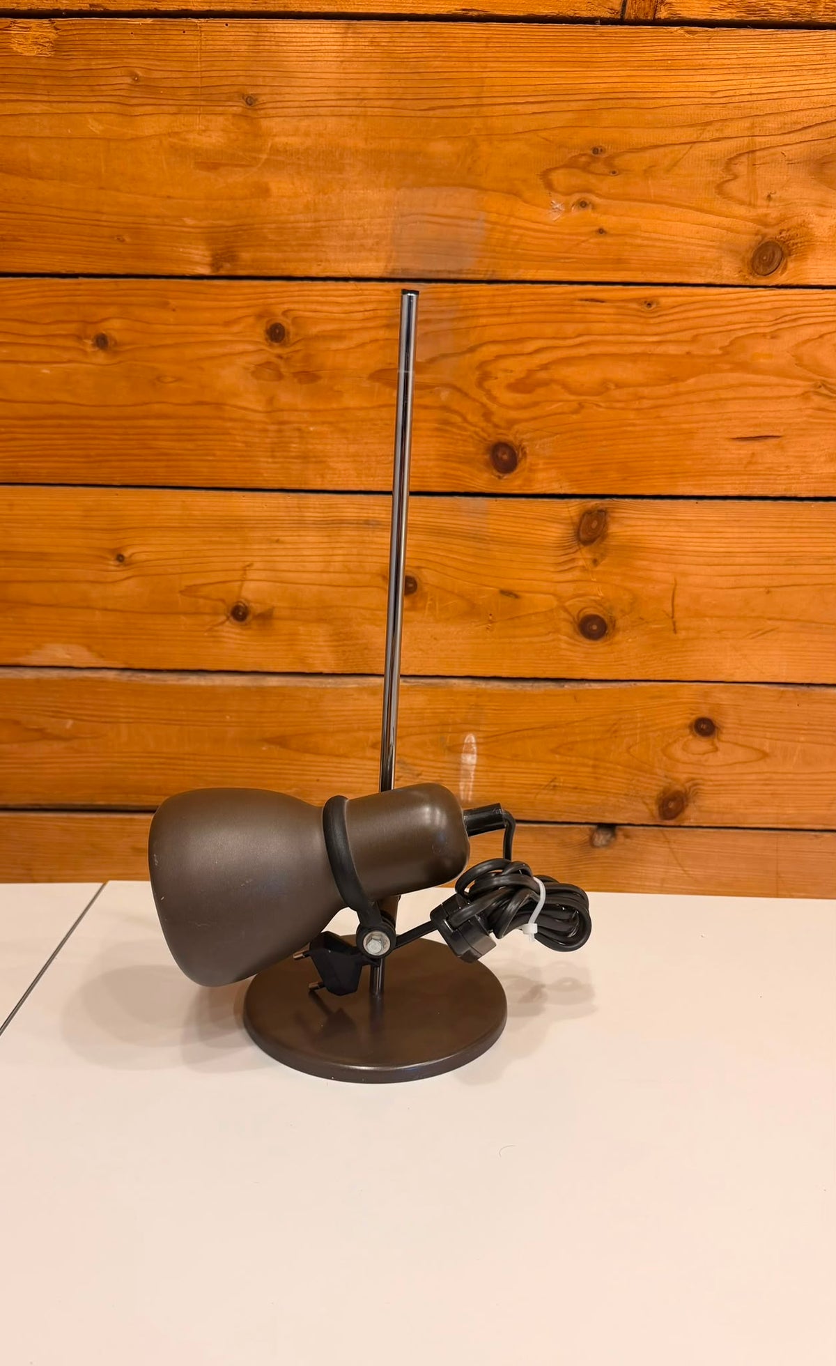 Vintage Space Age Tischlampe in braun und Chrom 70er/80er