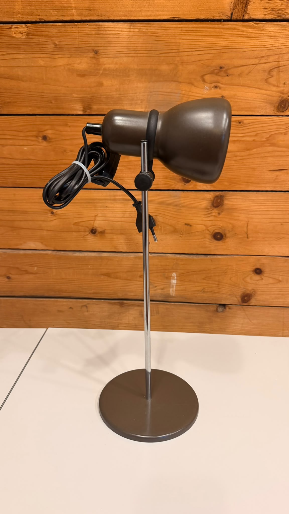 Vintage Space Age Tischlampe in braun und Chrom 70er/80er