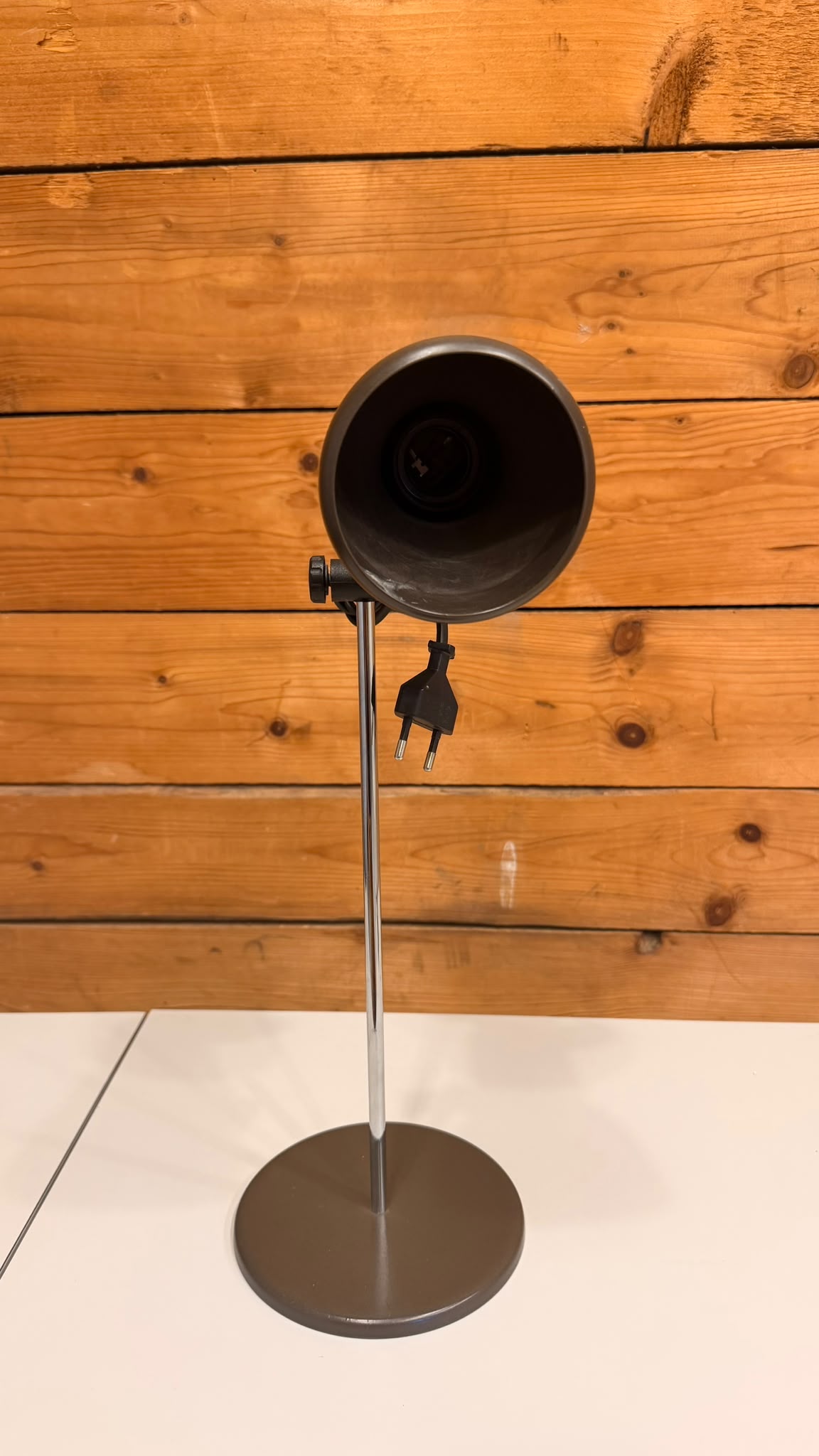 Vintage Space Age Tischlampe in braun und Chrom 70er/80er