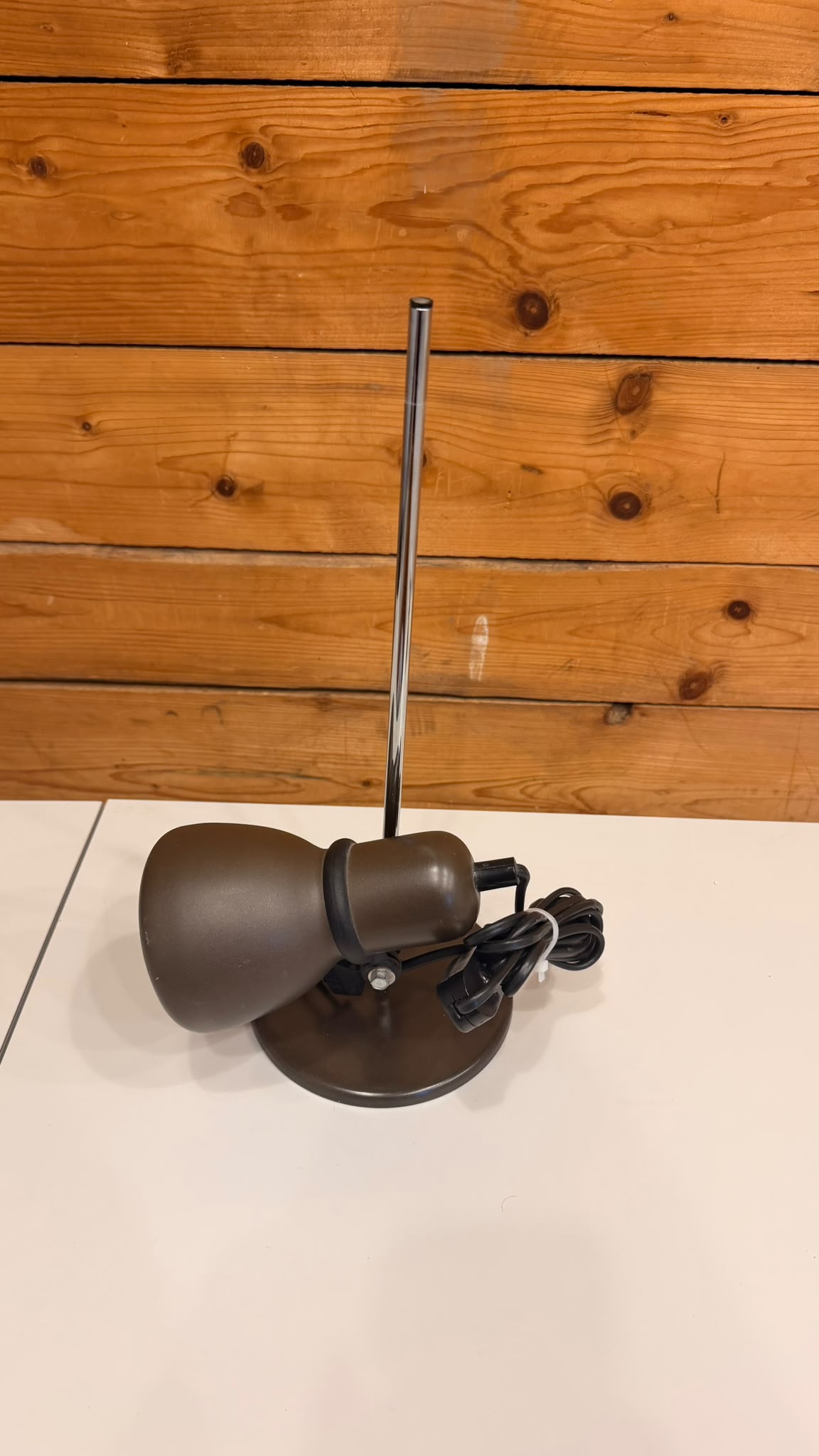 Vintage Space Age Tischlampe in braun und Chrom 70er/80er