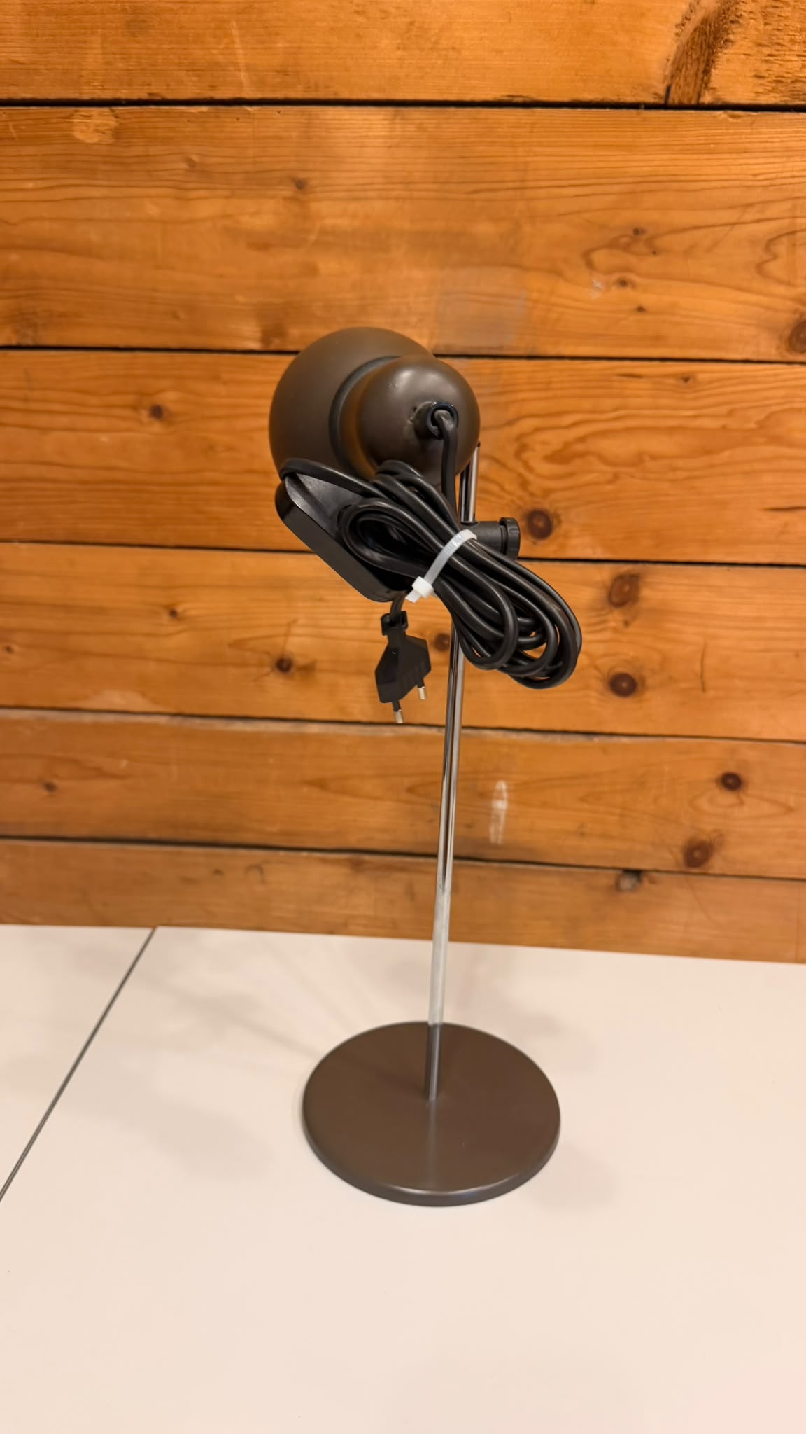 Vintage Space Age Tischlampe in braun und Chrom 70er/80er