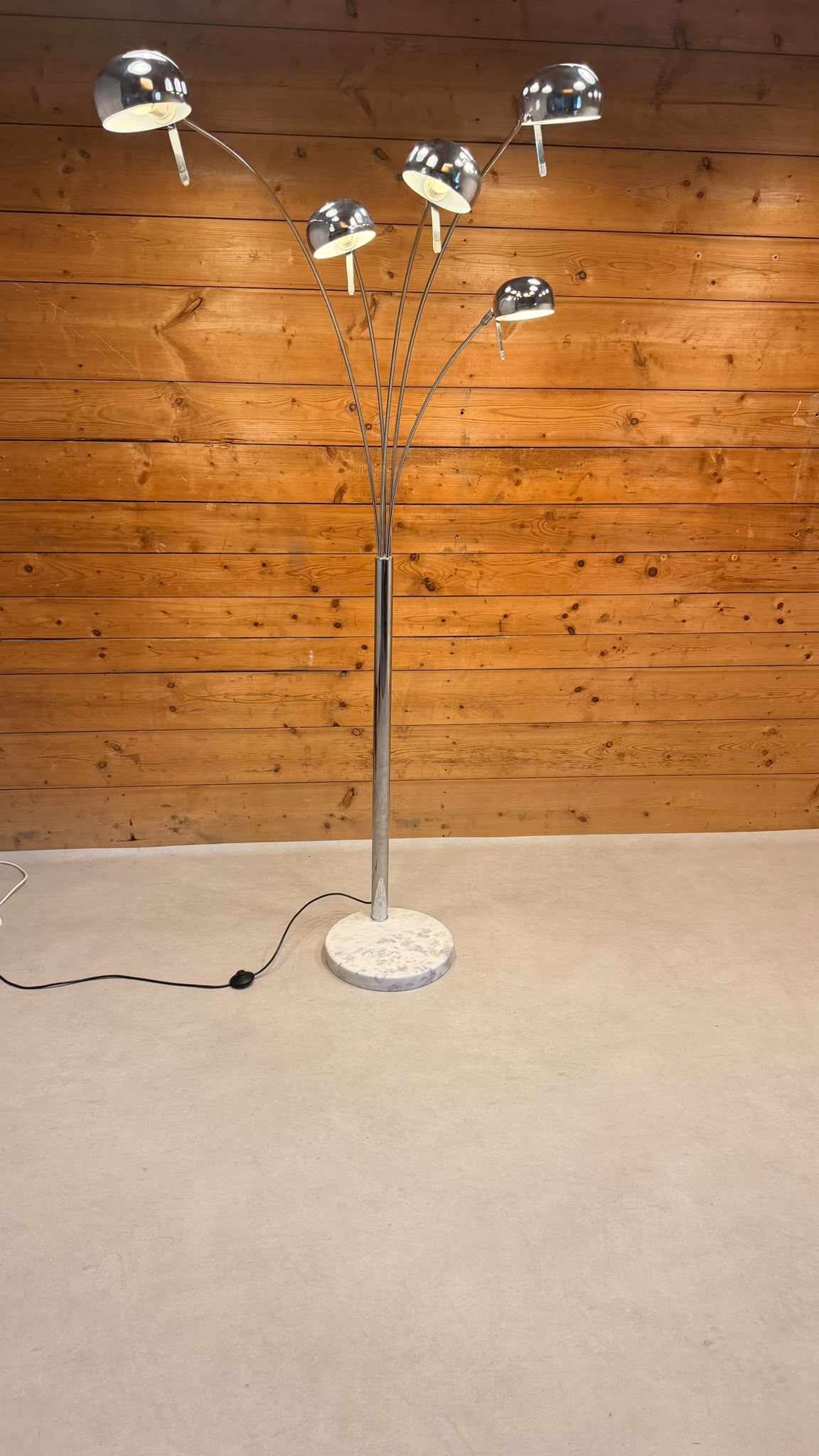 5-flammige Bogenlampe Chrom mit Marmorfuss