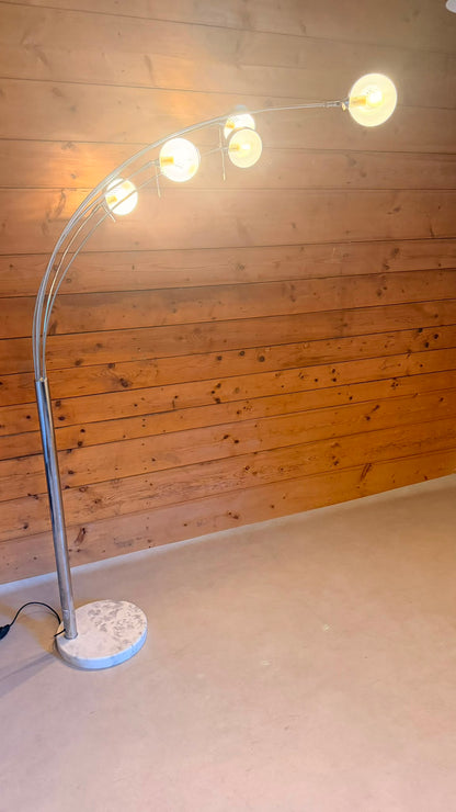5-flammige Bogenlampe Chrom mit Marmorfuss