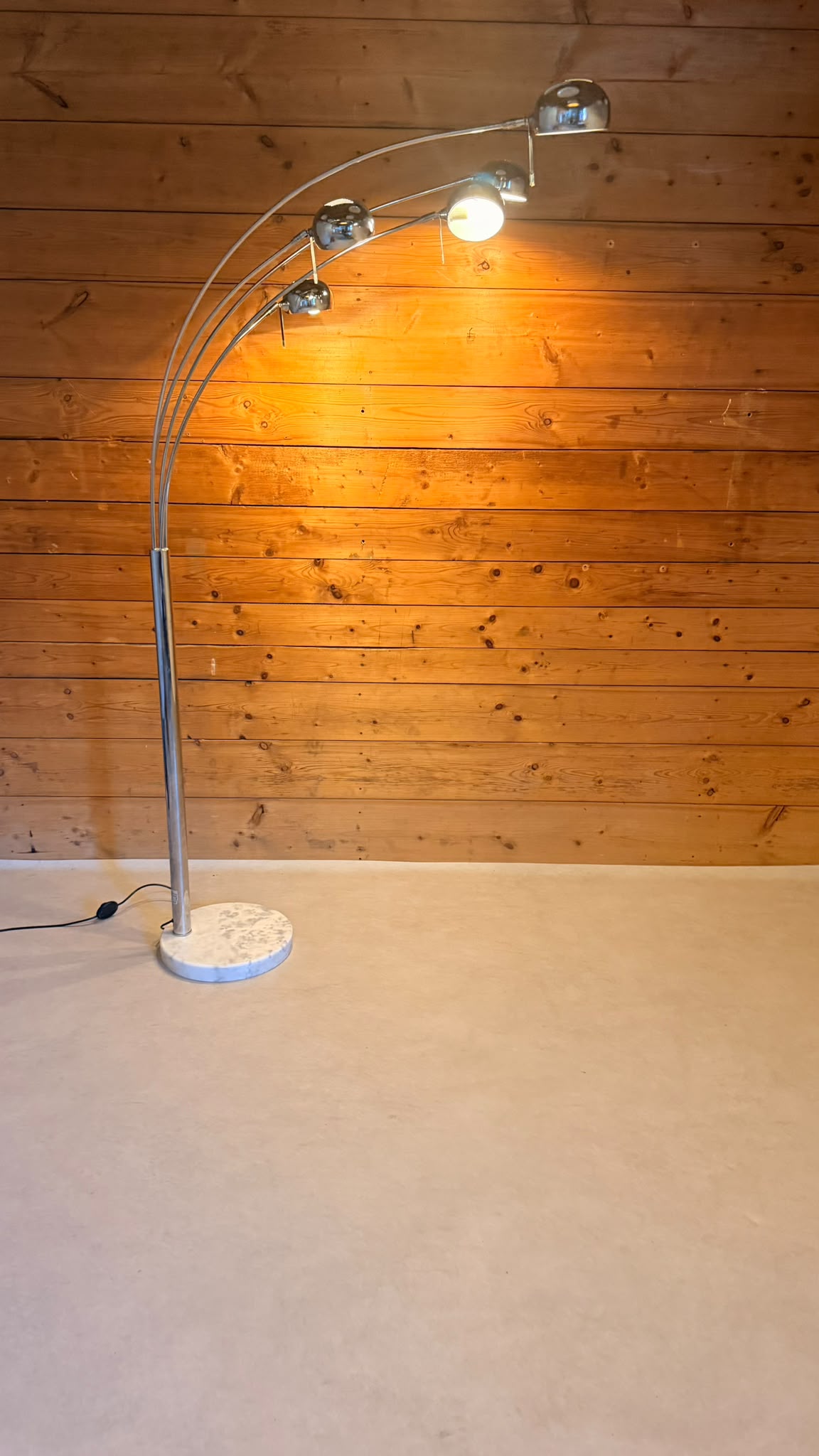 5-flammige Bogenlampe Chrom mit Marmorfuss