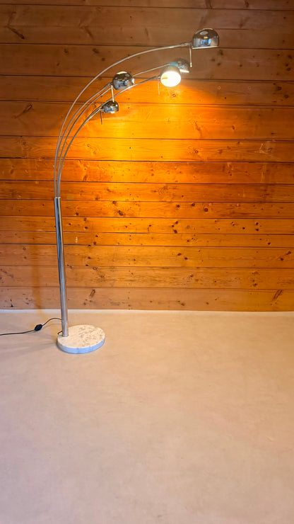 5-flammige Bogenlampe Chrom mit Marmorfuss