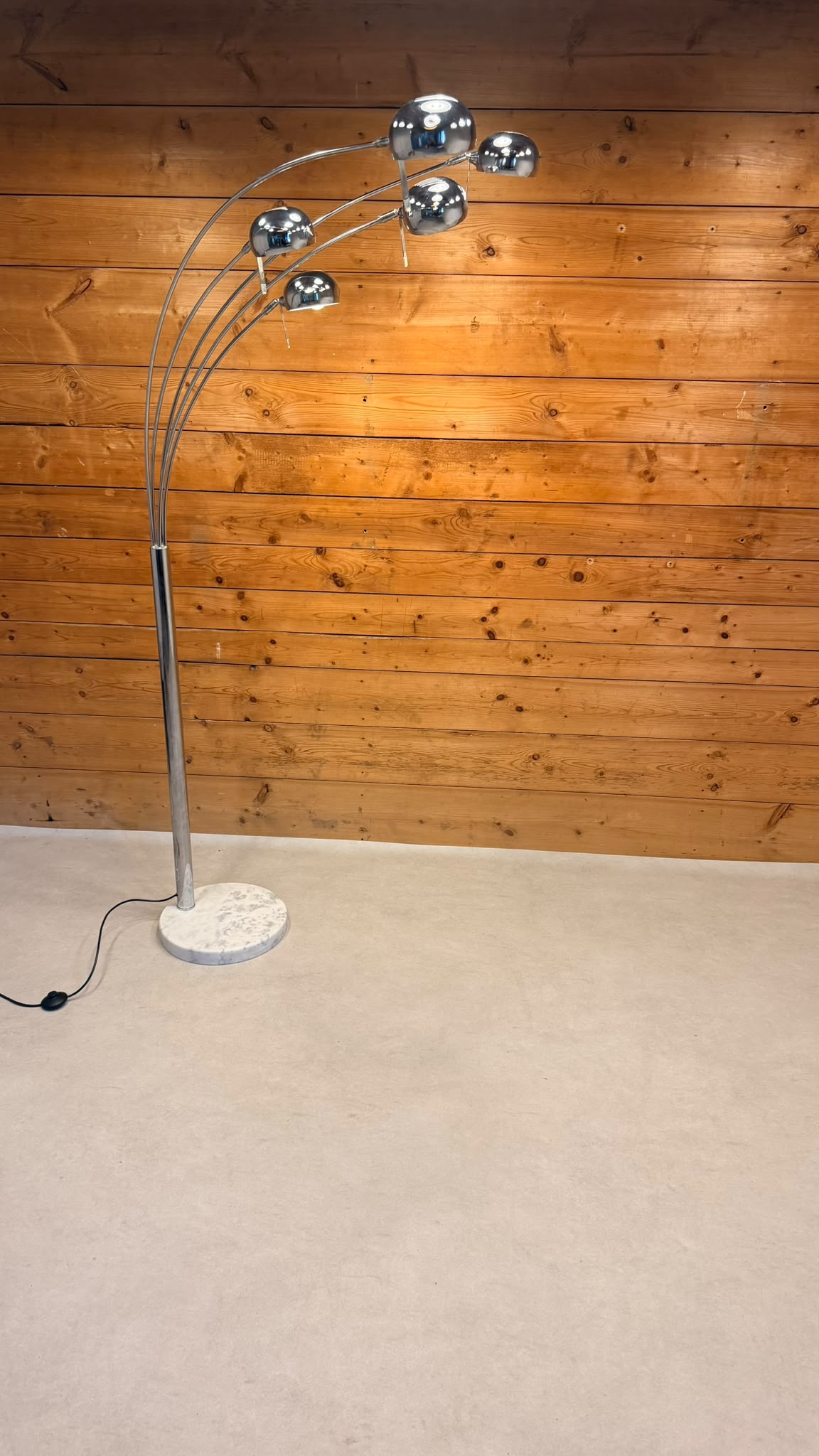 5-flammige Bogenlampe Chrom mit Marmorfuss