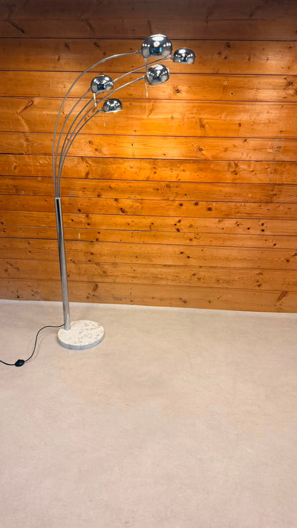5-flammige Bogenlampe Chrom mit Marmorfuss