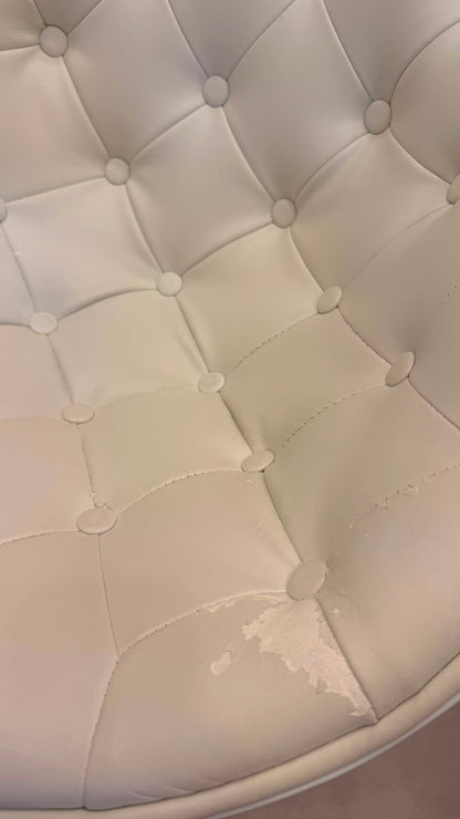 Drehbare Lounge Sessel Weiss Chrom im Space Age Stil