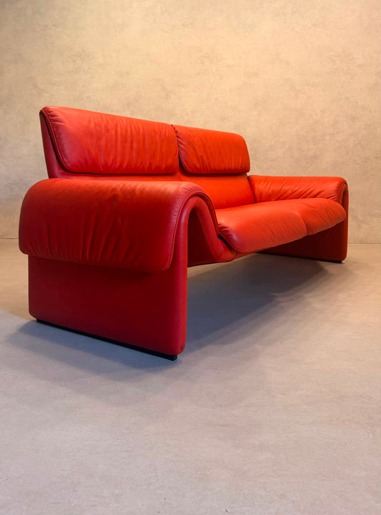 Rotes De Sede DS-2011 Ledersofa aus den 80`s