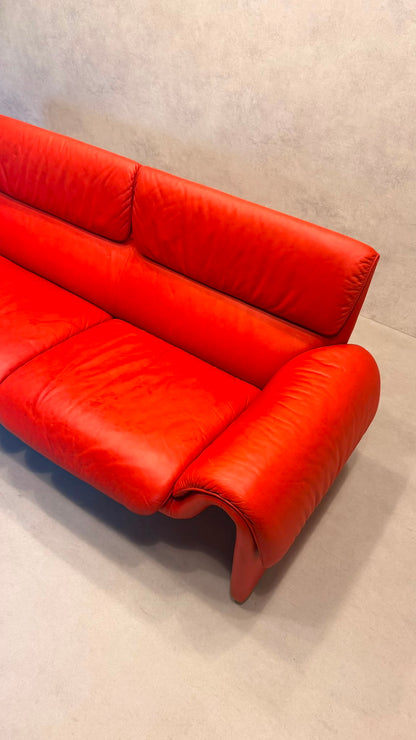 Rotes De Sede DS-2011 Ledersofa aus den 80`s
