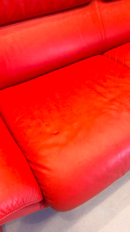 Rotes De Sede DS-2011 Ledersofa aus den 80`s