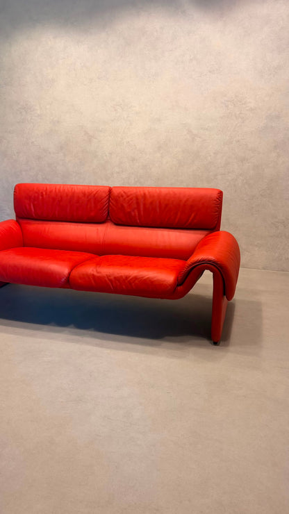 Rotes De Sede DS-2011 Ledersofa aus den 80`s