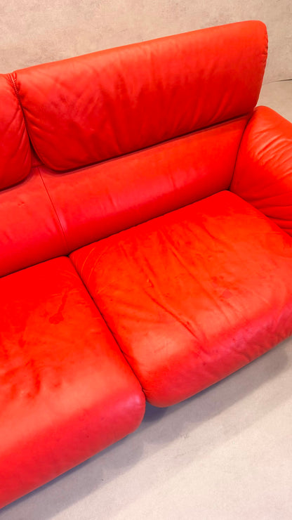 Rotes De Sede DS-2011 Ledersofa aus den 80`s