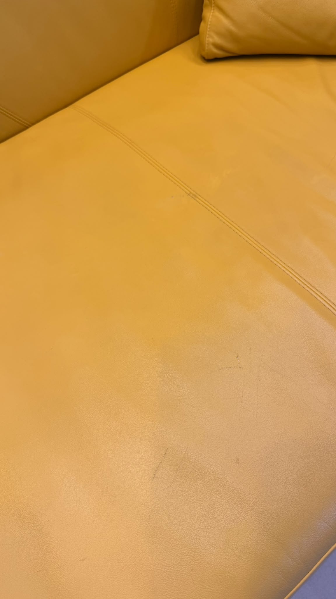 Dreipunkt Design Daybed Sofa  aus Leder in Senfgelb