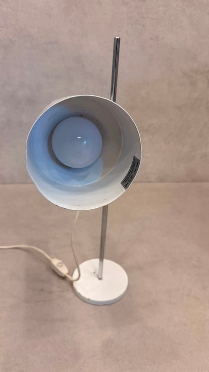 Space Age Tischlampe Weiss Chrom 70er Jahre