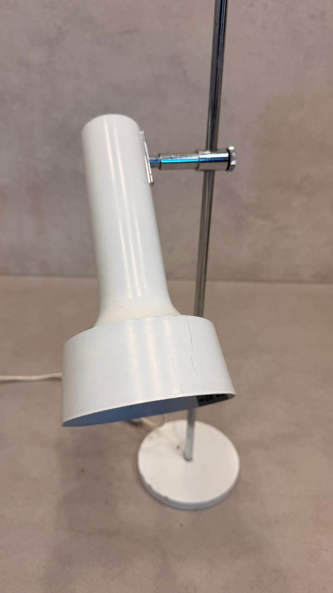 Space Age Tischlampe Weiss Chrom 70er Jahre