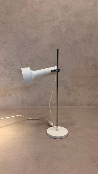Space Age Tischlampe Weiss Chrom 70er Jahre