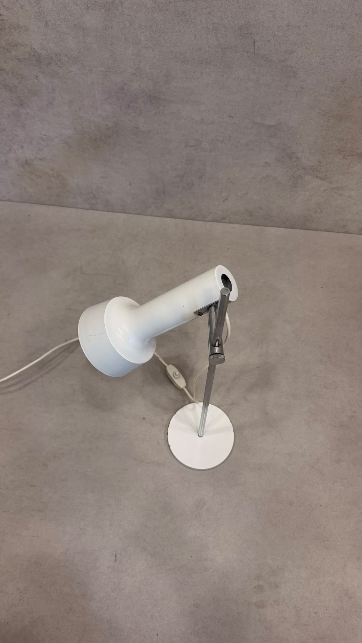 Space Age Tischlampe Weiss Chrom 70er Jahre