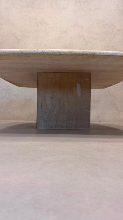 Italienischer vintage Travertin Couchtisch Coffee Table
