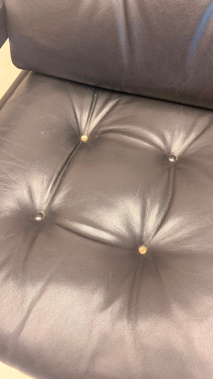 Vintage Sessel aus schwarzem Leder im Knoll-Stil