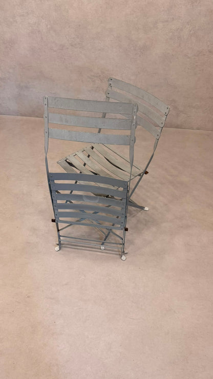 2er Set Bistro Garten Klappstühle aus Metall in Grau