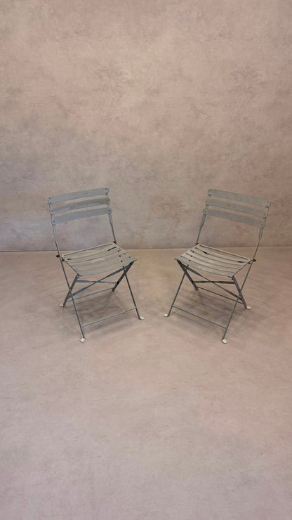 2er Set Bistro Garten Klappstühle aus Metall in Grau