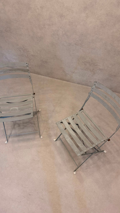 2er Set Bistro Garten Klappstühle aus Metall in Grau