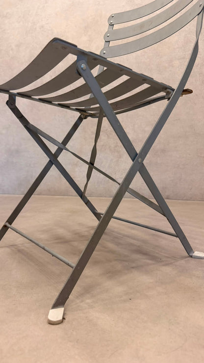 2er Set Bistro Garten Klappstühle aus Metall in Grau
