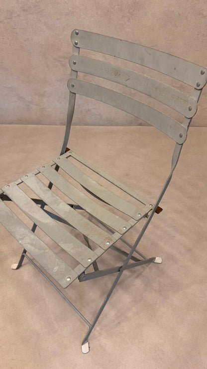 2er Set Bistro Garten Klappstühle aus Metall in Grau