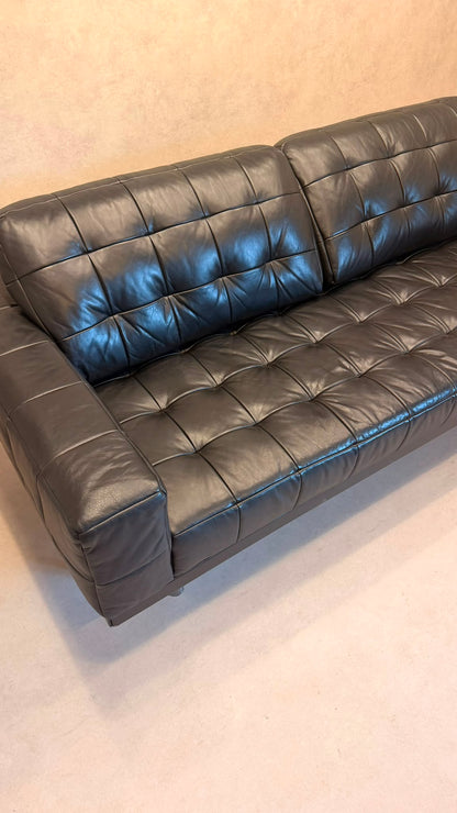 Premium Vintage Sofa aus Leder in schwarz im Kubus-Design
