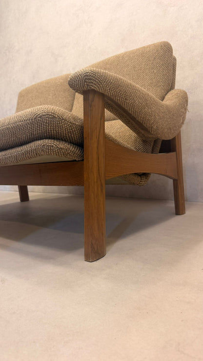 Skandinavisches 2-Sitzer Sofa mit Hocker aus den 70er Jahre