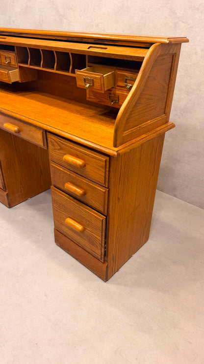Vintage Rollpult Schreibtisch Sekretär aus Eiche