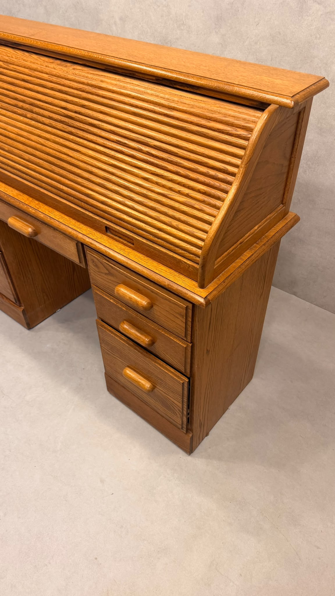 Vintage Rollpult Schreibtisch Sekretär aus Eiche