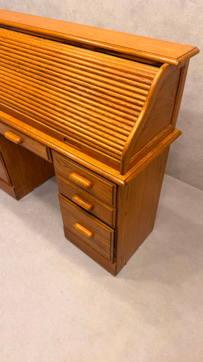Vintage Rollpult Schreibtisch Sekretär aus Eiche
