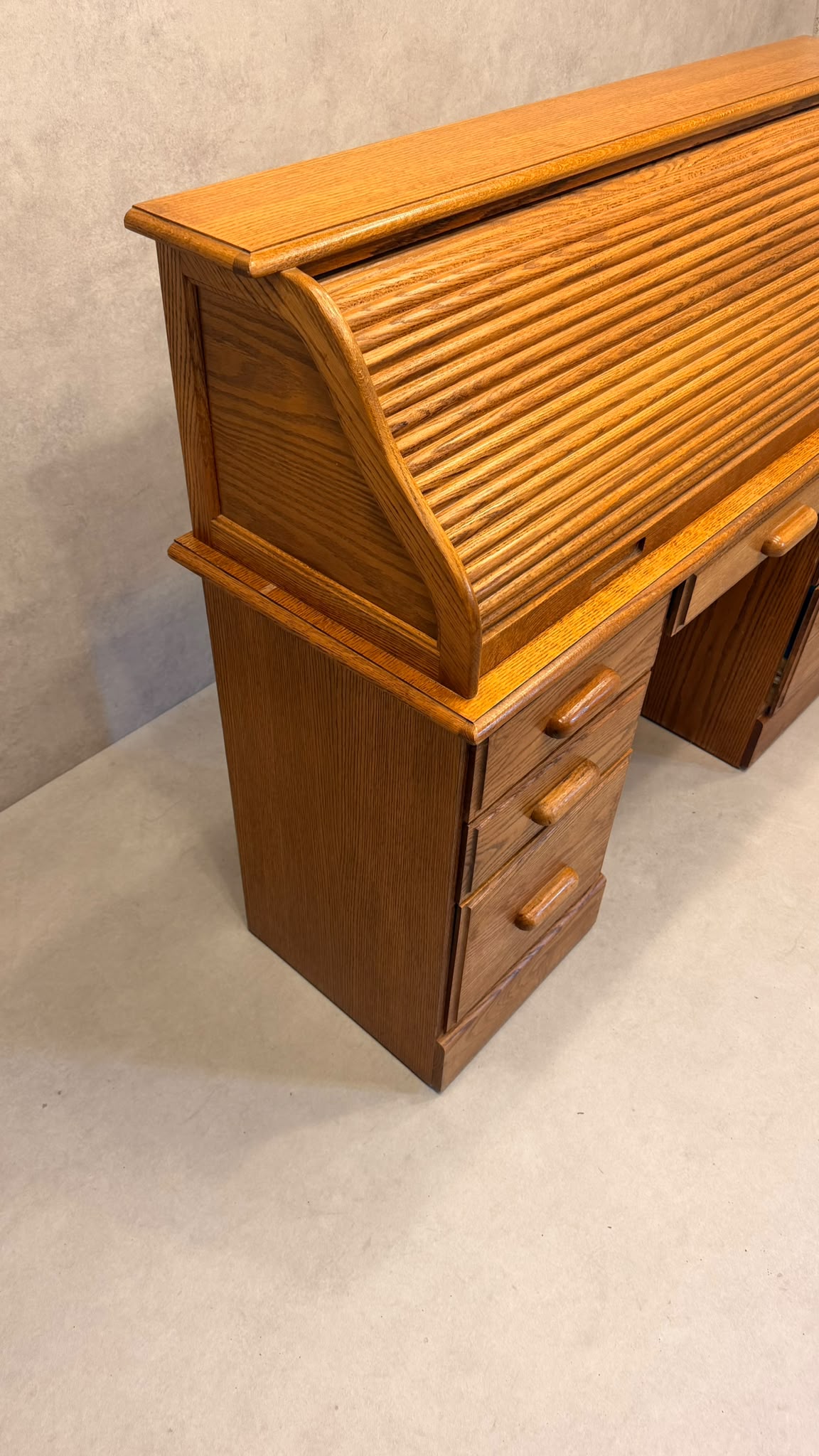 Vintage Rollpult Schreibtisch Sekretär aus Eiche