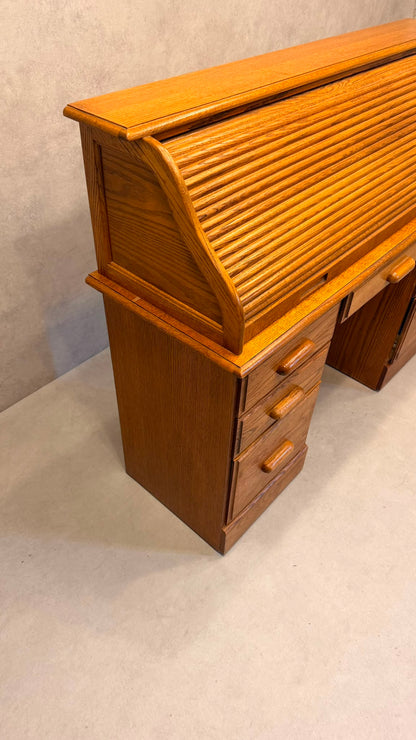 Vintage Rollpult Schreibtisch Sekretär aus Eiche