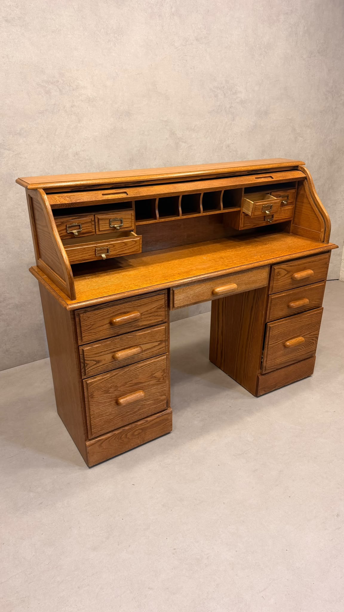 Vintage Rollpult Schreibtisch Sekretär aus Eiche