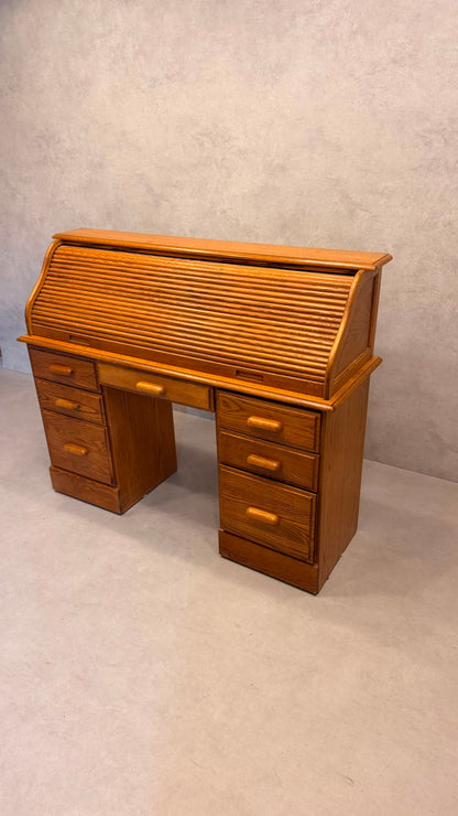 Vintage Rollpult Schreibtisch Sekretär aus Eiche