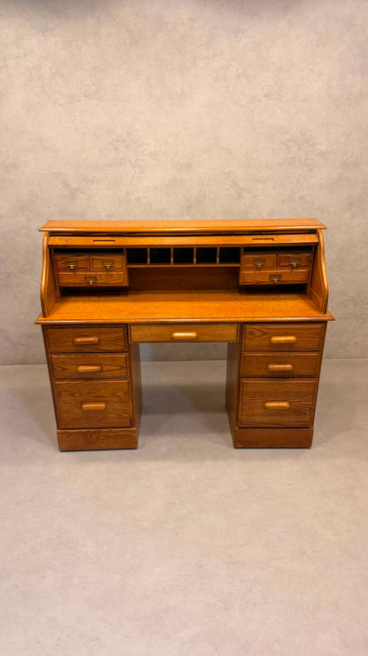 Vintage Rollpult Schreibtisch Sekretär aus Eiche