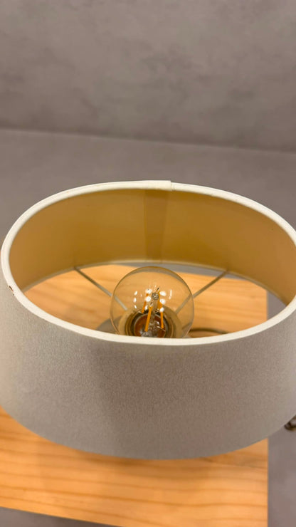 Vintage Keramik Tischlampe Mohnblumen Motiv & Stoffschirm
