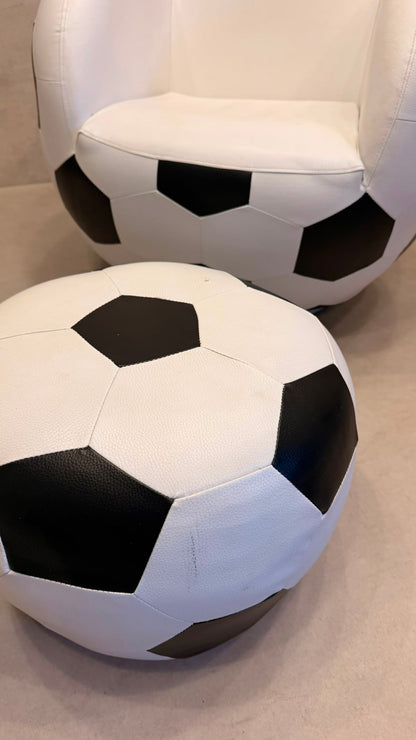 Design Fussball Sessel drehbar mit passendem Hocker