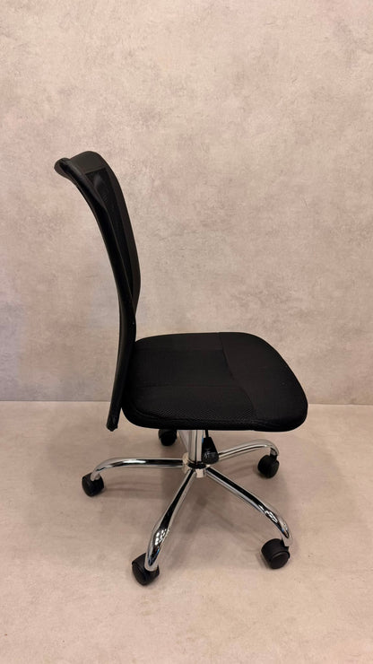 Ergonomischer Büro-Drehstuhl ohne Armlehnen, Schwarz / Chrom