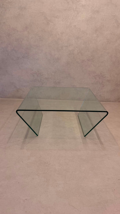 Vintage Coffee Table Couchtisch mit gebogenem Glas