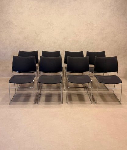 Casala Design Stapelstuhl Curvy schwarz gepolstert mit Chrom