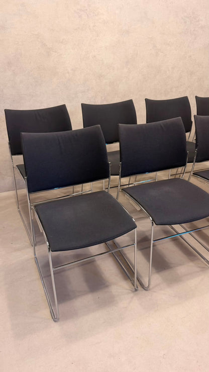 Casala Design Stapelstuhl Curvy schwarz gepolstert mit Chrom