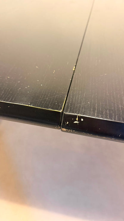 Achteckiger Vintage Tisch in schwarz und Chromfüsse